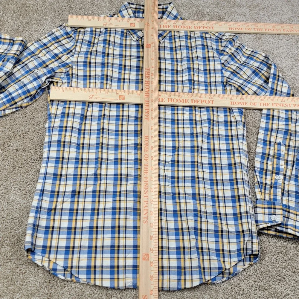 J.Crew Flex Washed Slim Fit Plaid Button Down Shirt Mens Small Blue Yellow White